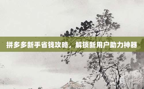 拼多多新手省钱攻略,解锁新用户助力神器