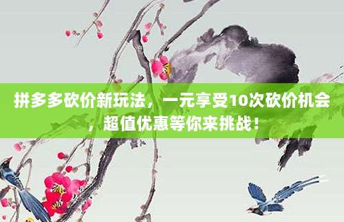 拼多多砍价新玩法,一元享受10次砍价机会,超值优惠等你来挑战!