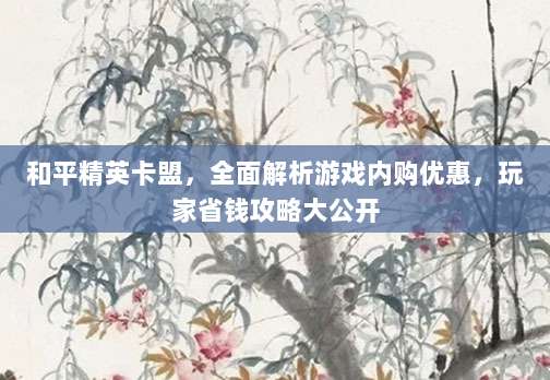和平精英卡盟,全面解析游戏内购优惠,玩家省钱攻略大公开